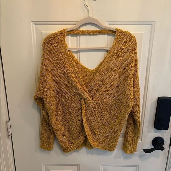 Dreamers Mustard V-Neck Knit Sweater - Picture 2 of 4